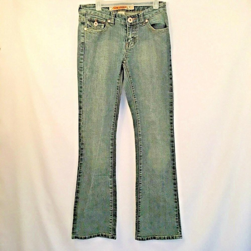 True People Denim Jeans Pants Size 3 Juniors Embroidered Low Rise Womens‎